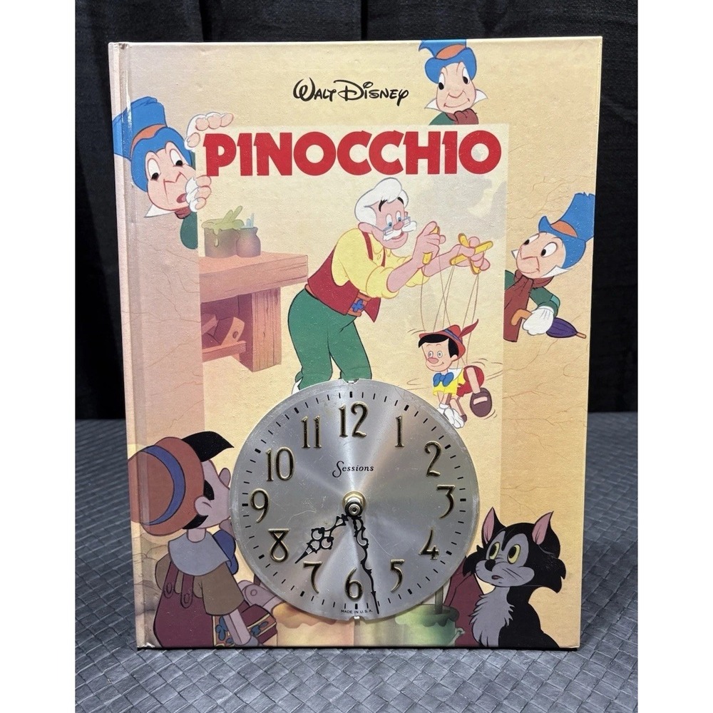 Disney Pinocchio Book Handmade Hanging Clock Nursery Decor OOAK Sessions Quartz
